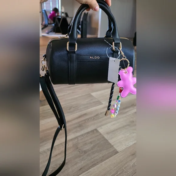 Aldo Black Barrel Bag with Gold Details - Picture 1 of 1